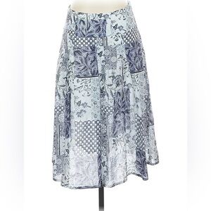 Grüne Erde Organic Cotton Patchwork Midi Skirt Blue White Medium
